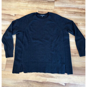 Banana Republic Men’s Mixed-Stitch Hi-Lo Sweater Large Black Alpaca Wool Blend